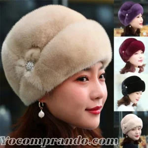 Gorro sombrero mujer dama invierno elegante con detalle flor estilo ruso