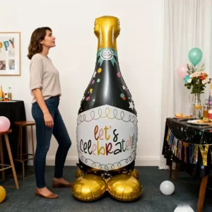 GLOBO GIGANTE BOTELLA DE VINO 162 CM CON BASE PARA FIESTAS Y DECORACIÓN