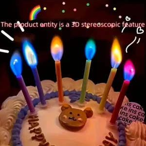VELAS DE CUMPLEAÑOS LLAMA DE COLORES DECORACIÓN PARA TORTAS – 6 PIEZAS