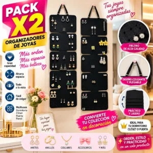 ORGANIZADOR DE JOYAS DE FIELTRO ARETES ANILLOS COLLARES PACK X2