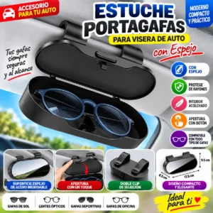 ESTUCHE PORTAGAFAS PARA AUTO CON ESPEJO VISERA PORTA LENTES