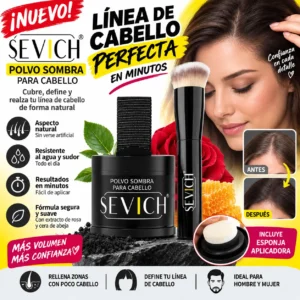 POLVO SOMBRA CAPILAR SEVICH 10G RESISTENTE AL AGUA Y SUDOR CUBRE CALVICIE