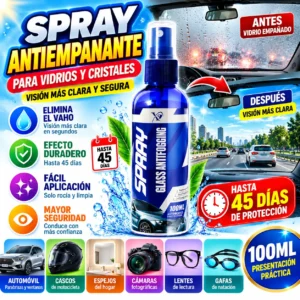 SPRAY ANTIEMPAÑANTE PARA PARABRISAS VIDRIOS ESPEJOS AUTO 100ML